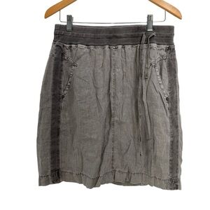Sandwich_ Gray Linen Boho  Skirt with Drawstring  waist  size Medium